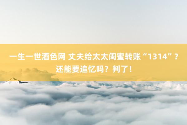 一生一世酒色网 丈夫给太太闺蜜转账“1314”？还能要追忆吗？判了！