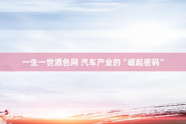 一生一世酒色网 汽车产业的“崛起密码”