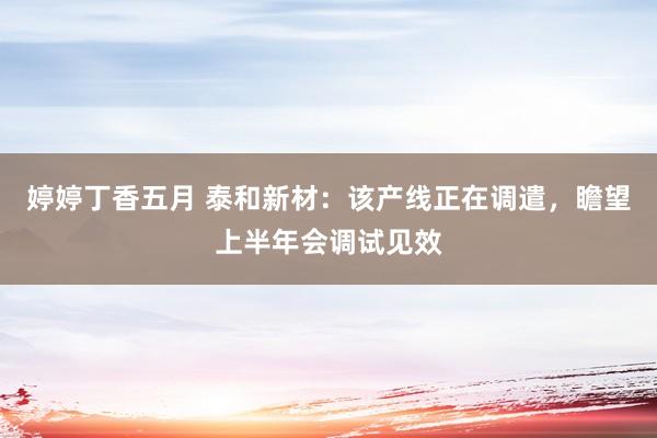 婷婷丁香五月 泰和新材：该产线正在调遣，瞻望上半年会调试见效