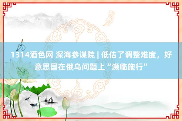 1314酒色网 深海参谋院 | 低估了调整难度，好意思国在俄乌问题上“濒临施行”
